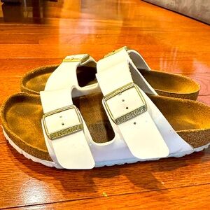 Birkenstock Arizona White Patent Sandals size 37